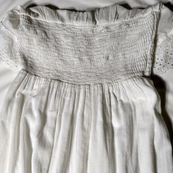 SOLITAIRE SWIM Swim Lace Trim Beach Cover Up High Low Dress Sleeveless Smocked S - Picture 5 of 12